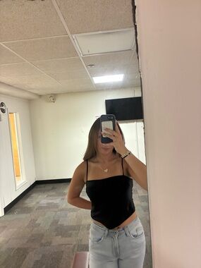 Sunday Best Black Spaghetti Strap Crop Top